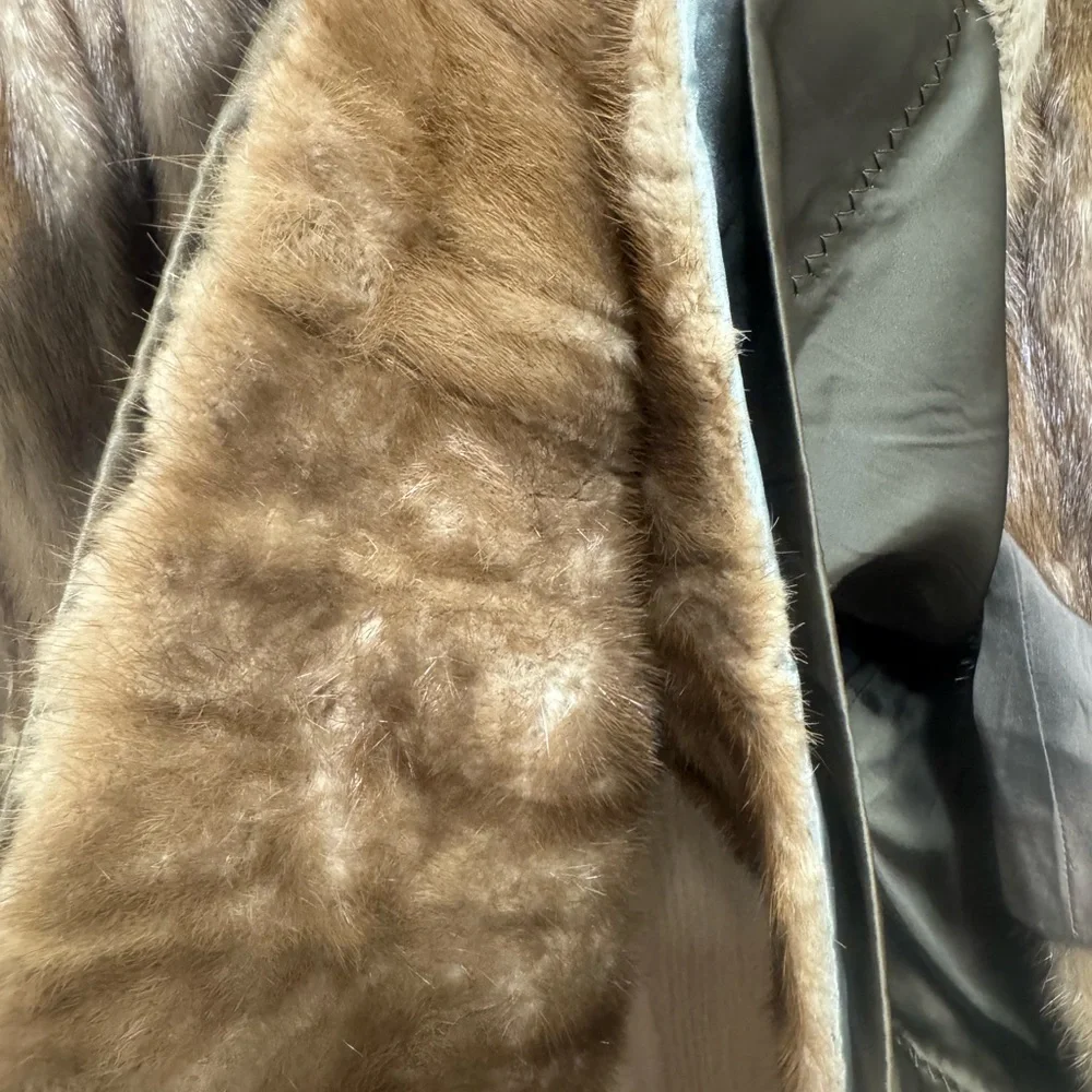 Custom made Mink Fur coat ladies Size 12-14 Jacket with Plush Fur Collar - Picture 13 of 16